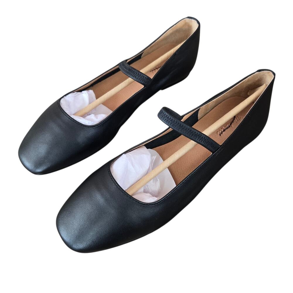 Madewell Black Leather Mary Jane Flats